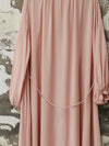 INTO THE EAST 25 Autumn and Winter Pink Lace Drawstring Collar Silk Dress ITE-E1DGAW023PK20DS-FEN Pink